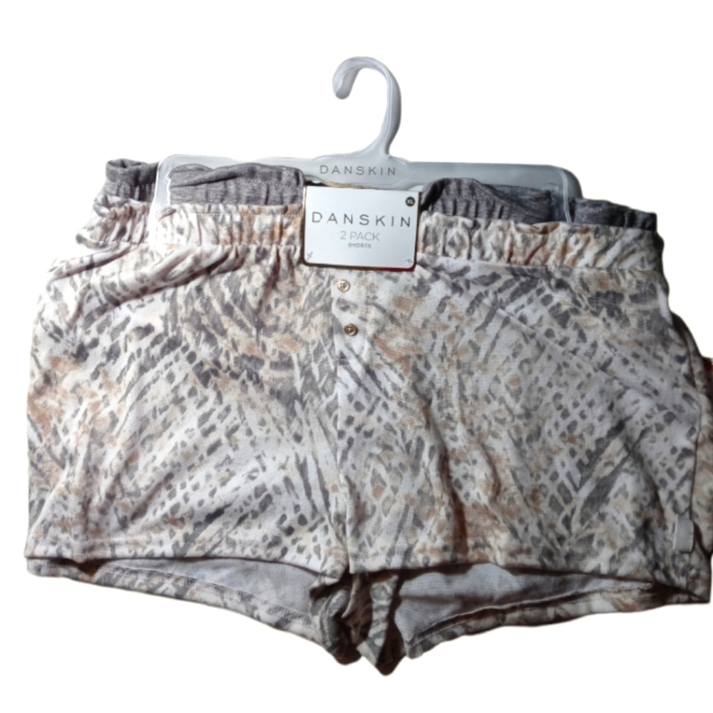 💕DANSKIN💕 PJ Prints & Solid  PJ Shorts 2Pk X Large NWT
